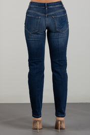 Elisabetta Franchi Jeans Slim con Logo Ricamato PJ25N66E2 BLUE VINTAGE