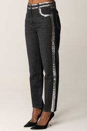 Patrizia Pepe Jeans Slim Fit con Dettagli Metallizzati 8P0735 D1WZN WASHD BLACK&SILVER