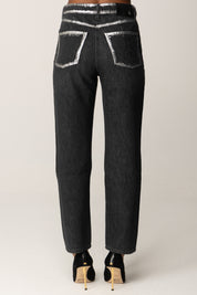 Patrizia Pepe Jeans Slim Fit con Dettagli Metallizzati 8P0735 D1WZN WASHD BLACK&SILVER
