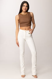 Elisabetta Franchi Jeans Slim In Cotone Stretch PJ29I61E2 AVORIO
