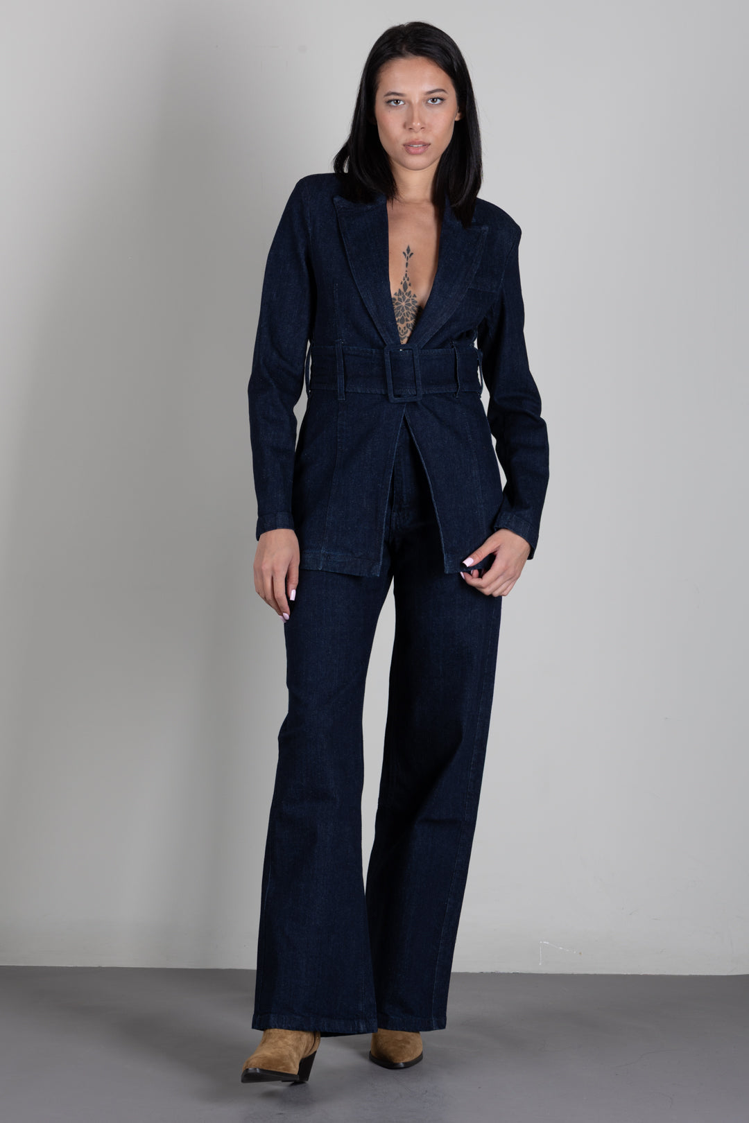 Patrizia Pepe Jeans Straight Fit In Denim Stretch 8P0543 D113 BLUE RINSE WASH