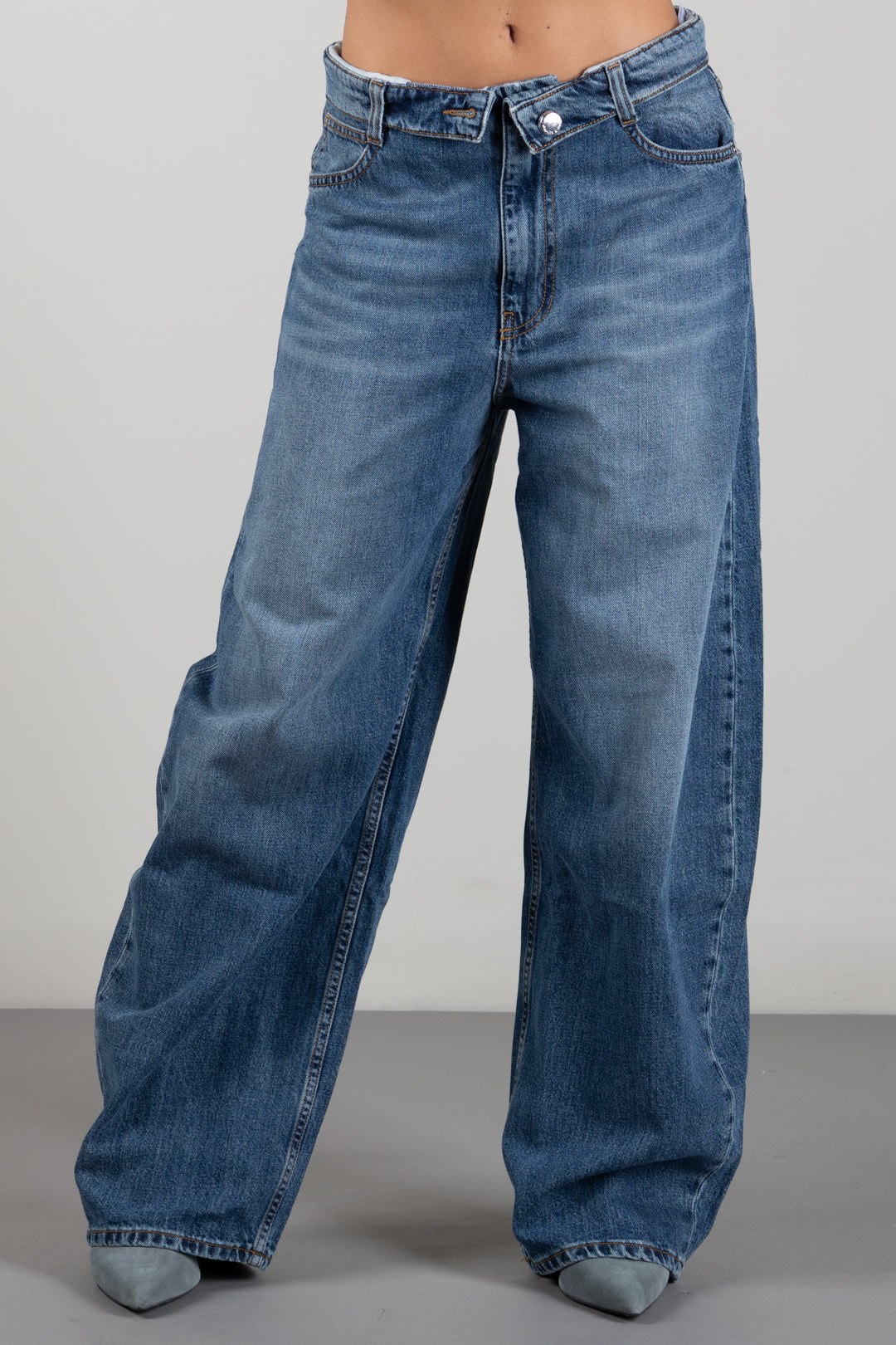 Manila Grace Jeans Straight Leg a Vita Alta J303CU DARK BLUE :AI26
