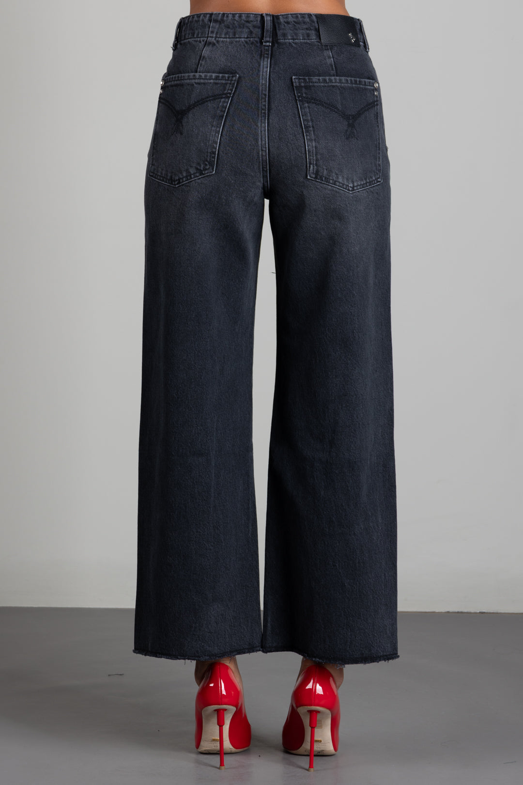 Patrizia Pepe Jeans Wide Leg a Vita Alta 8P0020 D1WZN NEW BLACK WASH