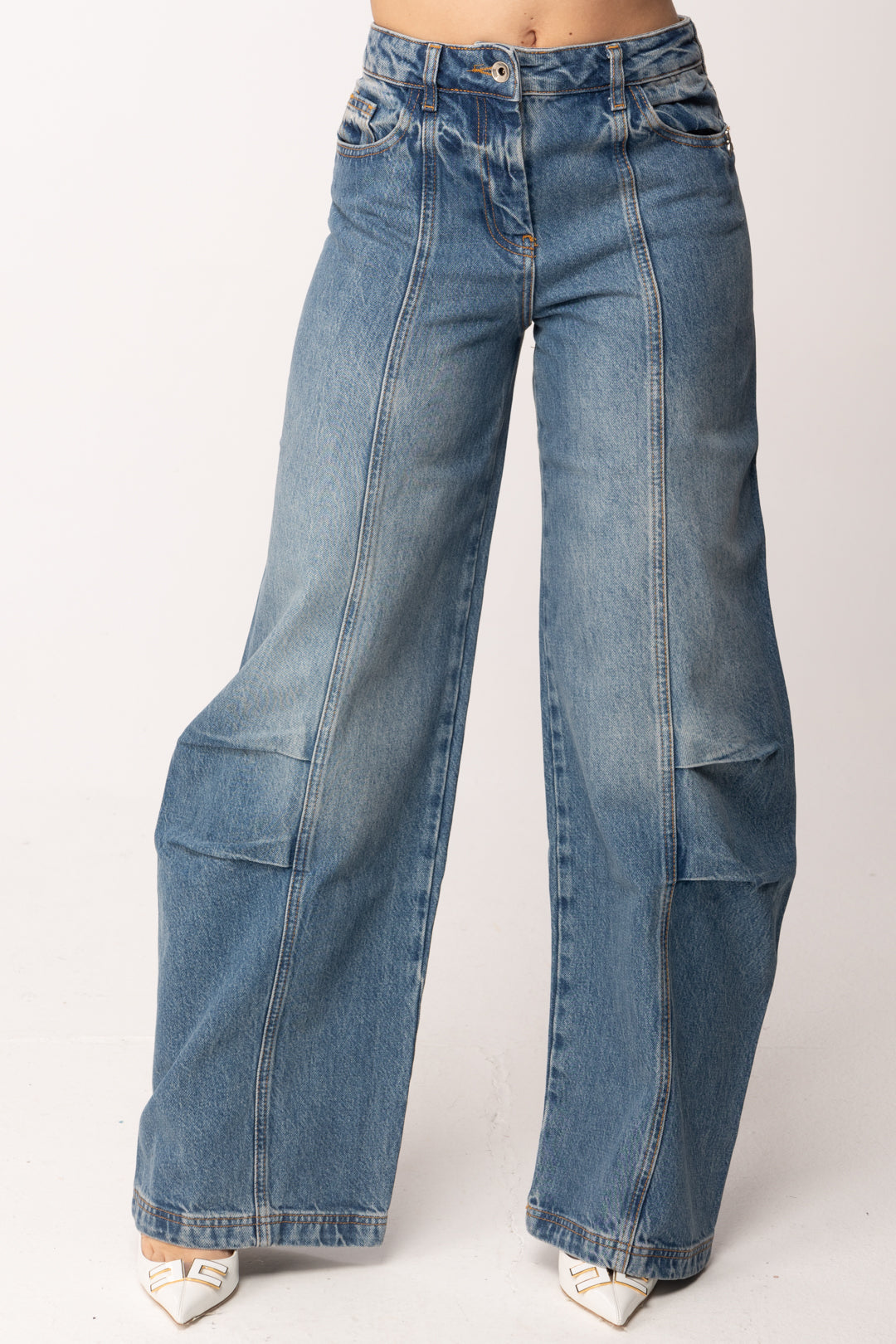 Patrizia Pepe Jeans Wide Leg a Vita Alta 8P0773 D1WZB WARM BLUE WASH