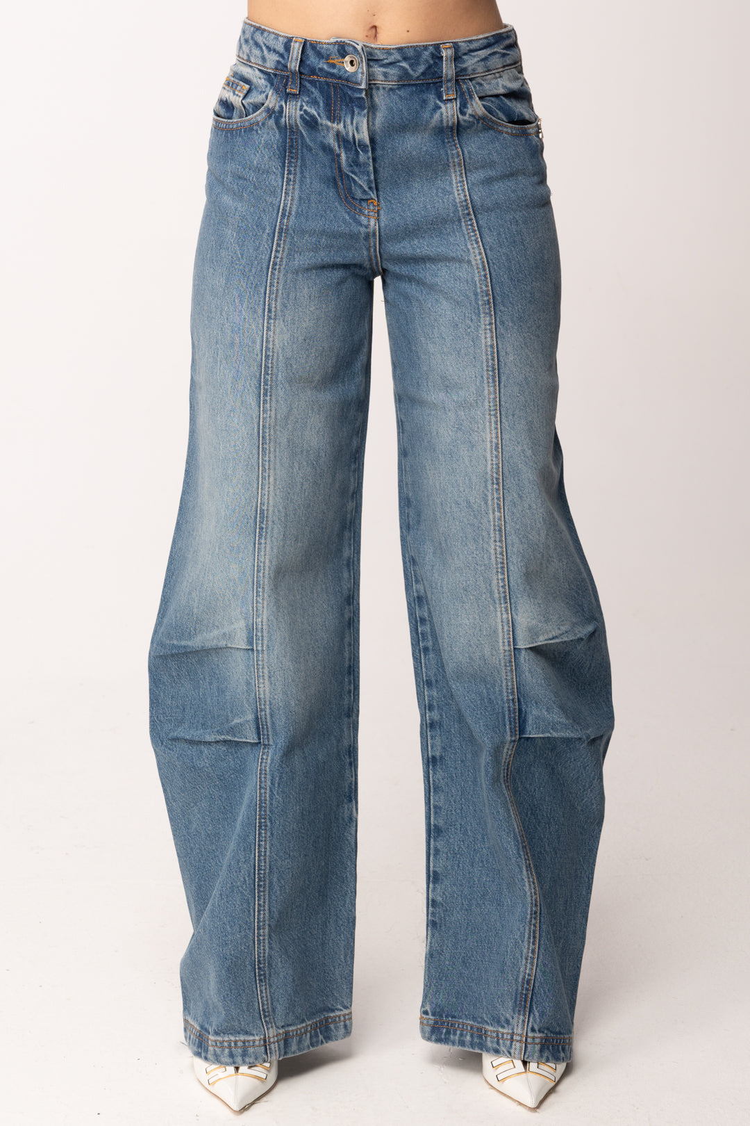 Patrizia Pepe Jeans Wide Leg a Vita Alta 8P0773 D1WZB WARM BLUE WASH