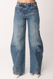 Patrizia Pepe Jeans Wide Leg a Vita Alta 8P0773 D1WZB WARM BLUE WASH