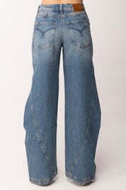 Patrizia Pepe Jeans Wide Leg a Vita Alta 8P0773 D1WZB WARM BLUE WASH