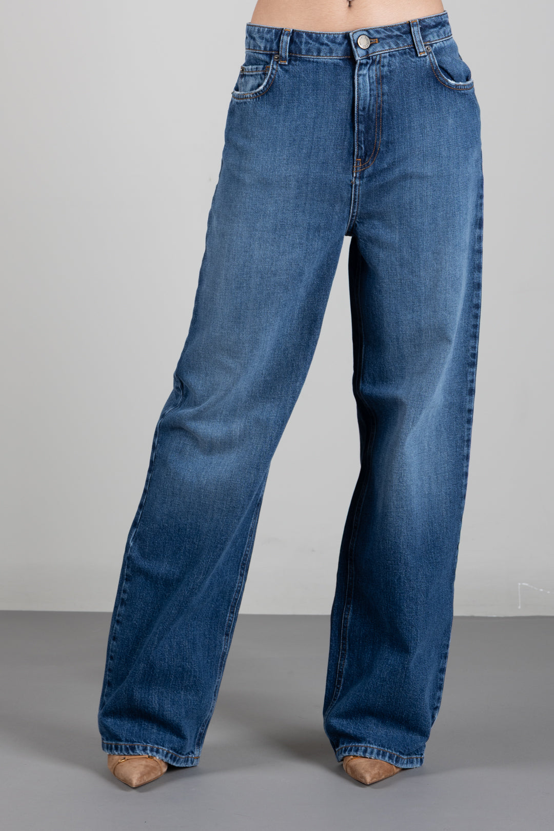 Twin-set Jeans Wide Leg Cinque Tasche 262TP2590 DENIM MEDIO