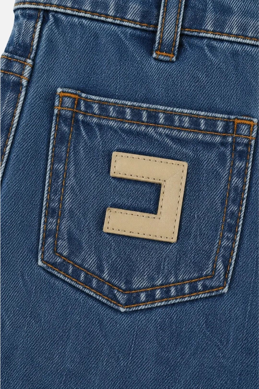 Elisabetta Franchi Bambina Jeans Wide Leg con Patch Logo EFPA325CDF011.4039