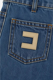 Elisabetta Franchi Bambina Jeans Wide Leg con Patch Logo EFPA325CDF011.4039