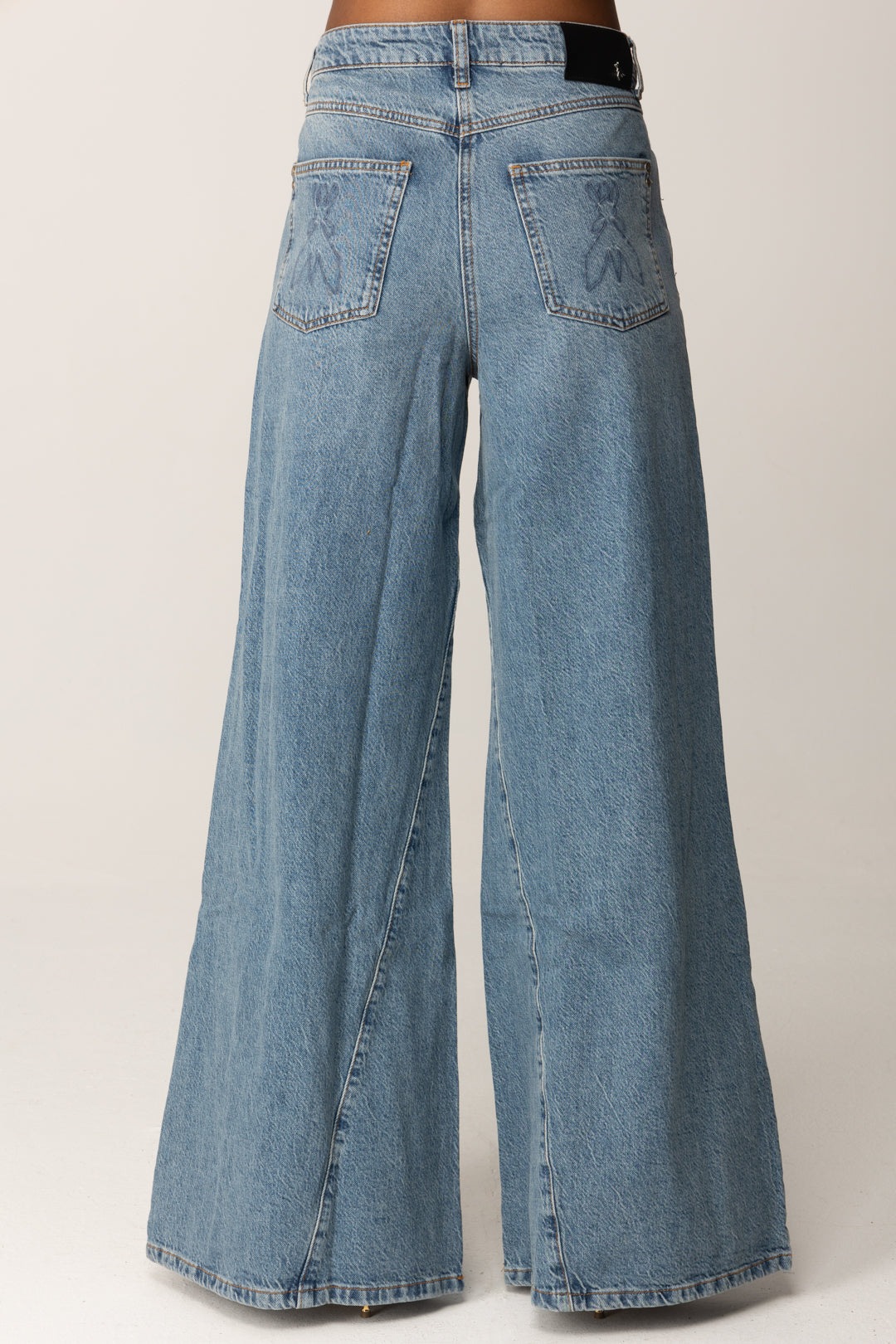 Patrizia Pepe Jeans Wide Leg Effetto Stone Wash 8P0755 D1WZB MEDIUM BLUE WASH