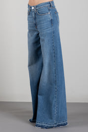 Manila Grace Jeans Wide Leg Palazzo a Vita Alta J313CU MEDIUM BLUE :AI26