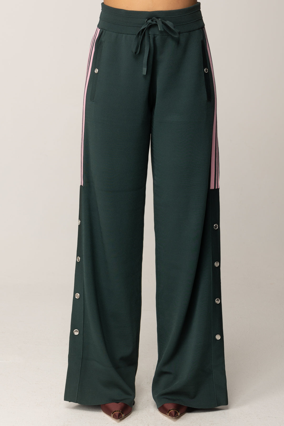 Pinko Joggers In Maglia con Bande Laterali VERDE CRISALIDE