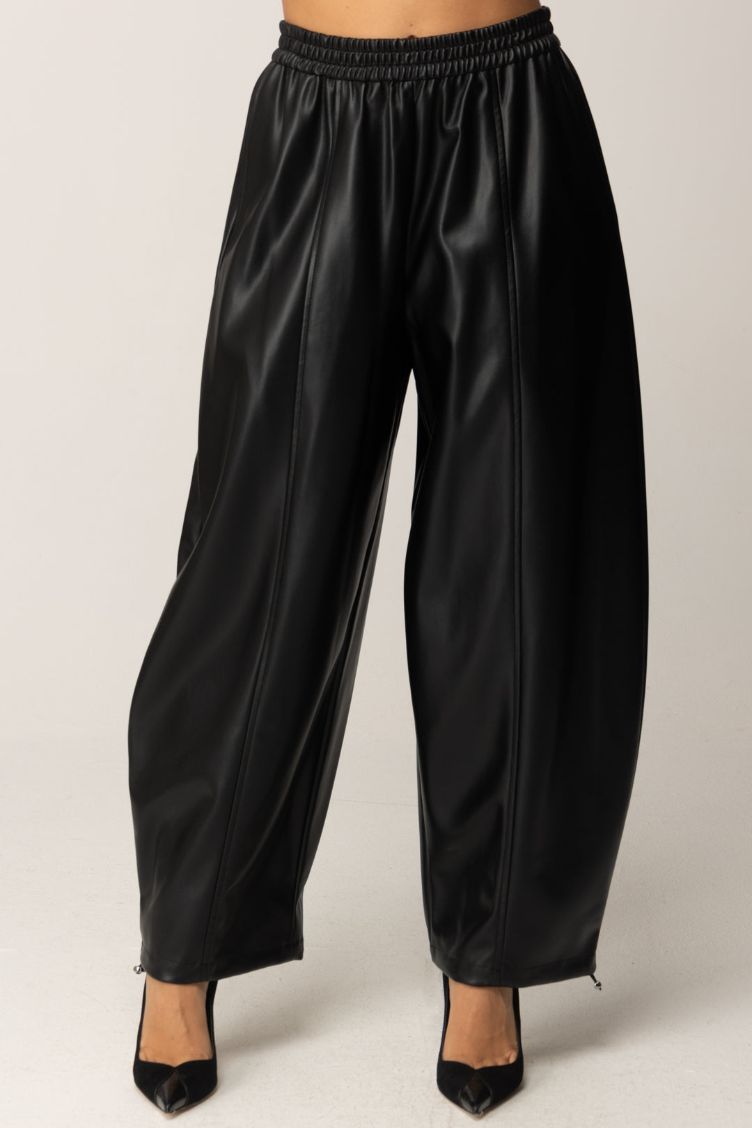 Pinko Joggers In Tessuto Spalmato NERO LIMOUSINE