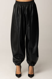 Pinko Joggers In Tessuto Spalmato NERO LIMOUSINE