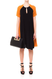 Jucca Jucca: Abito Bicolore Ampio Scollo a Goccia Davanti J2317006 NERO/TERRA