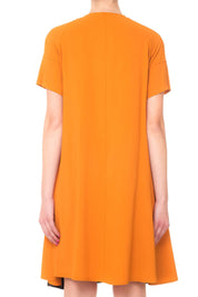 Jucca Jucca: Abito Bicolore Ampio Scollo a Goccia Davanti J2317006 NERO/TERRA