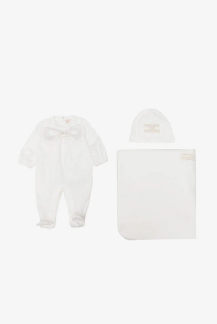 Elisabetta Franchi Bambina Kit Nascita con Tutina Cappello e Coperta con Fiocco ENKT0660JF054.0195