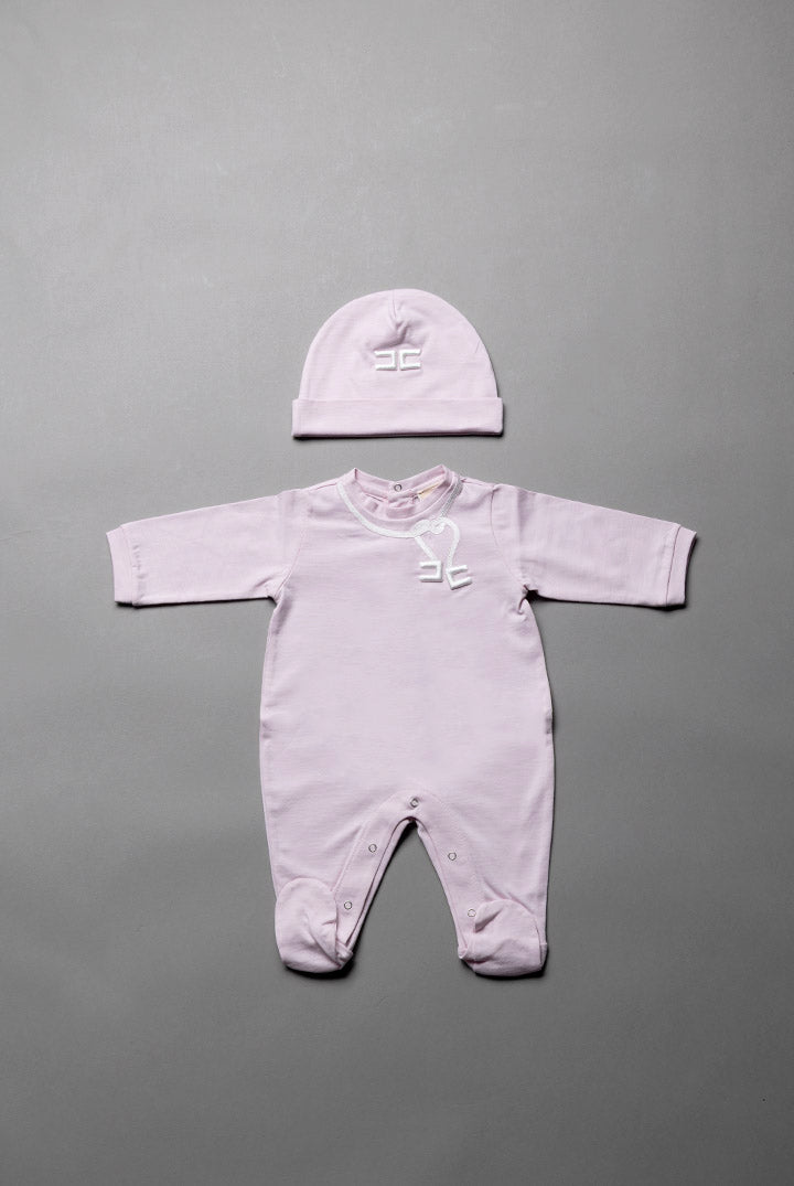Elisabetta Franchi Bambina Kit Nascita Neonata con Tutina, Cappellino e Copertina con Logo Ricamato ENKT0650JF054.C157
