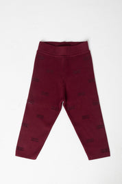 Elisabetta Franchi Bambina Leggings In Maglia con Logo Strass EGPA085CFL060 CHERRY