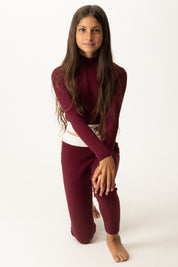 Elisabetta Franchi Bambina Leggings Tricot con Vita Logata Contrasto EFPA301CFL040 CHERRY/MILK