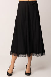 Khloe Femme Longuette In Raso con Orlo In Pizzo BLACK