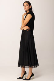 Khloe Femme Longuette In Raso con Orlo In Pizzo BLACK