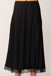 Khloe Femme Longuette In Raso con Orlo In Pizzo BLACK