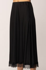 Khloe Femme Longuette In Raso con Orlo In Pizzo BLACK