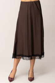 Khloe Femme Longuette In Raso con Orlo In Pizzo MORO