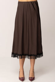 Khloe Femme Longuette In Raso con Orlo In Pizzo MORO