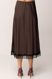 Khloe Femme Longuette In Raso con Orlo In Pizzo MORO