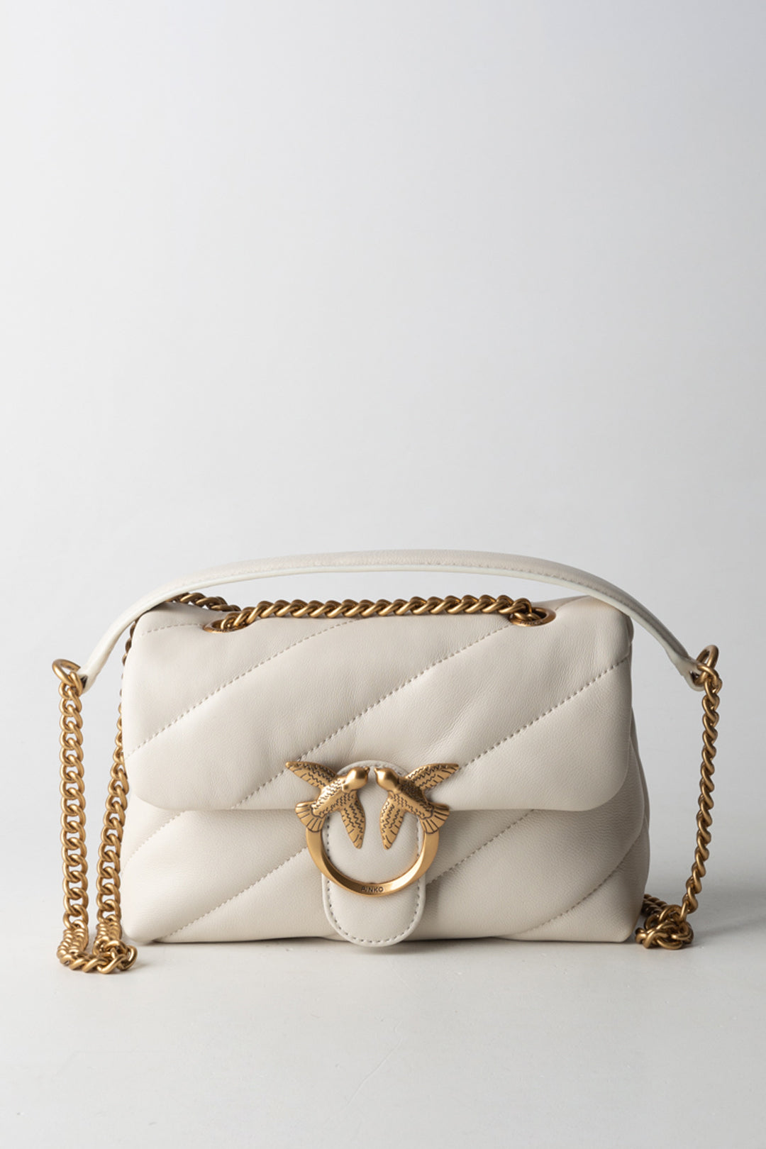 Pinko Love Bag Borse 100039 A0F2 BIANCO SETA-ANTIQUE GOLD