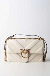 Pinko Love Bag Icon Chevron BIANCO SETA-ANTIQUE GOLD