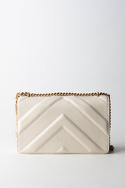 Pinko Love Bag Icon Chevron BIANCO SETA-ANTIQUE GOLD