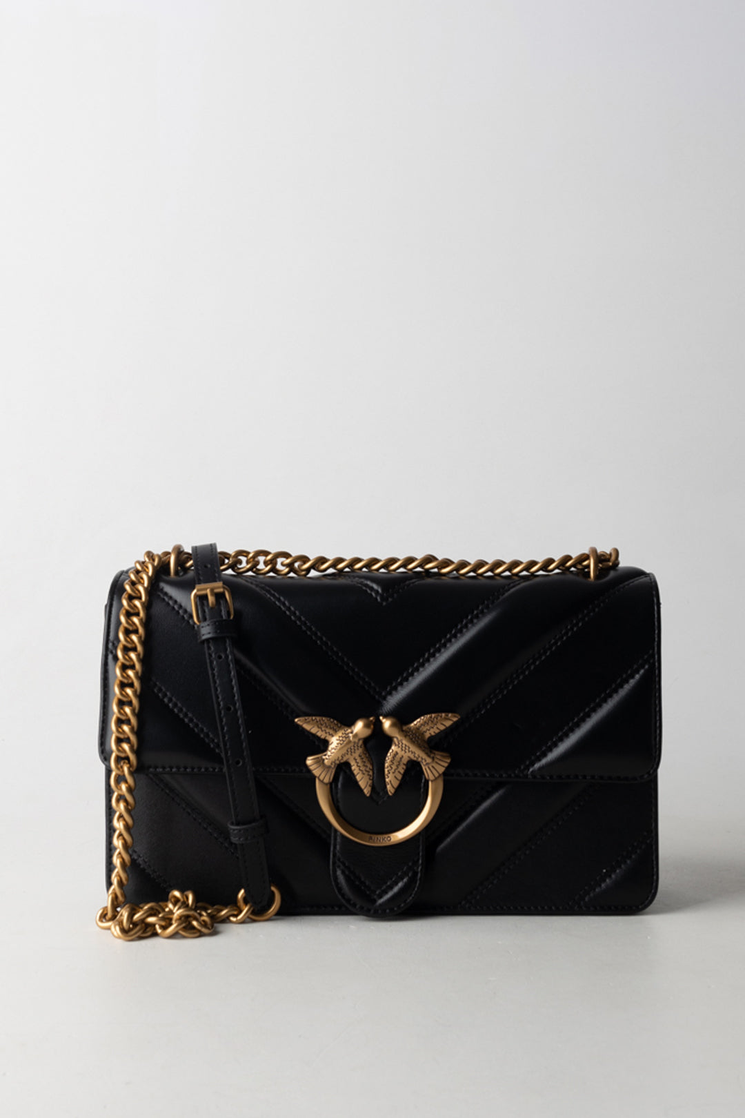 Pinko Love Bag Icon Chevron NERO-ANTIQUE GOLD