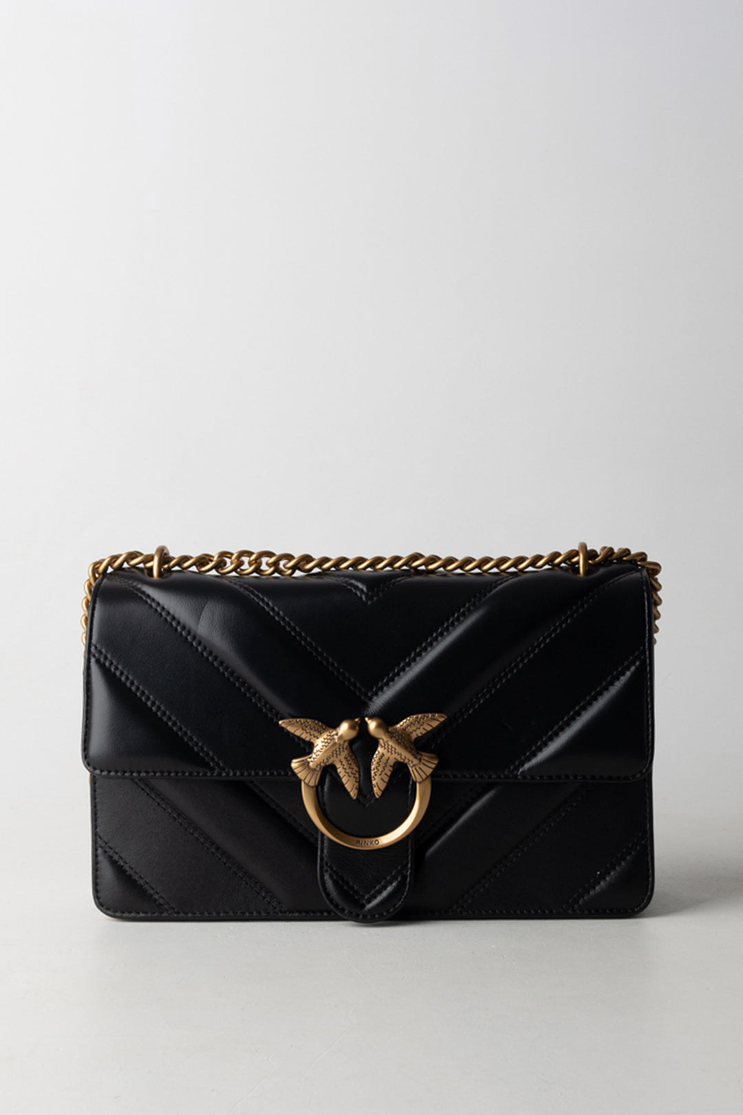 Pinko Love Bag Icon Chevron NERO-ANTIQUE GOLD