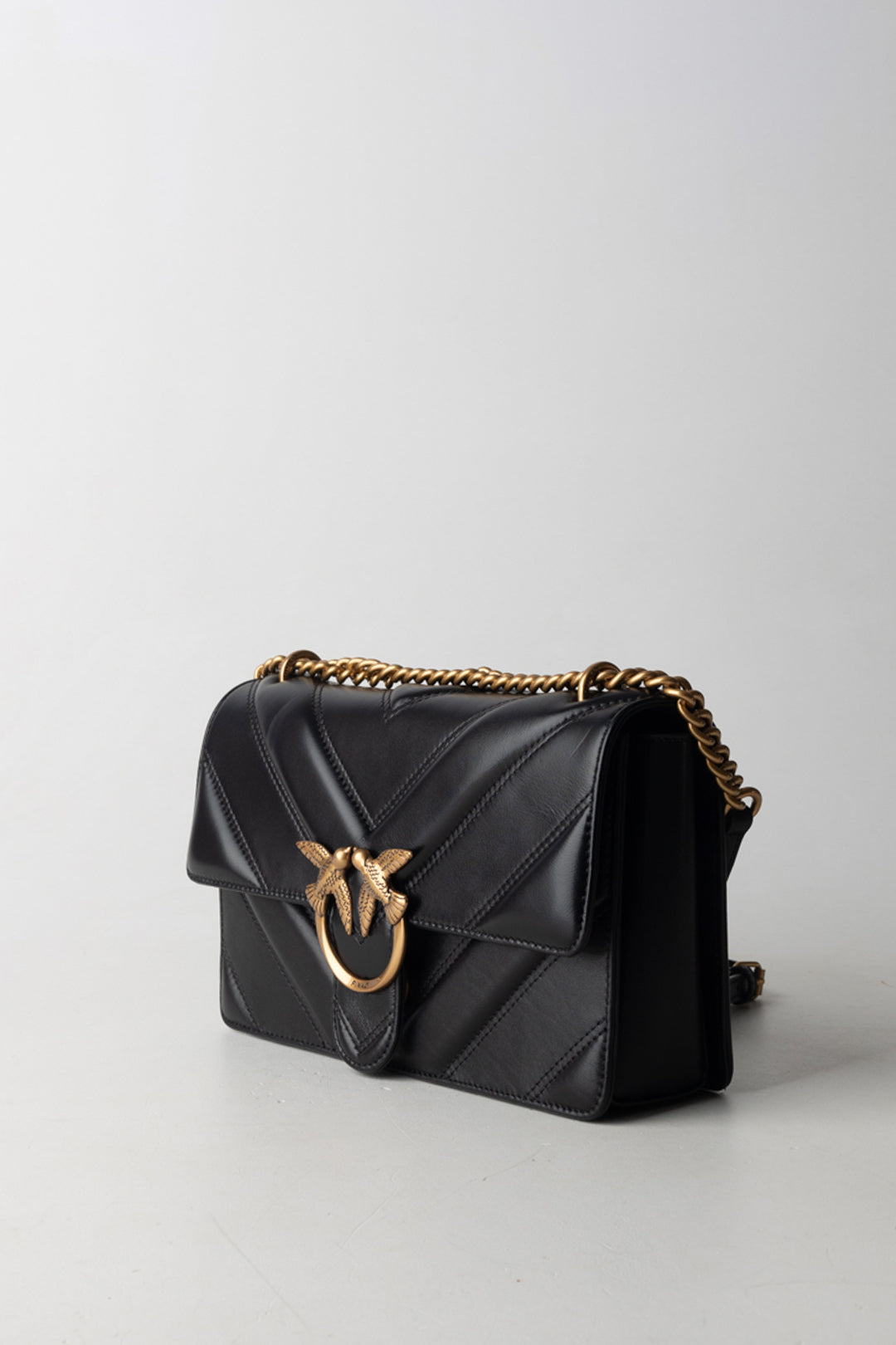 Pinko Love Bag Icon Chevron NERO-ANTIQUE GOLD