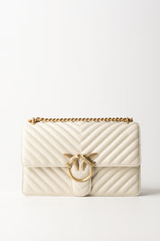 Pinko Love One Classic Bag 100941 BIANCO SETA-ANTIQUE GOLD
