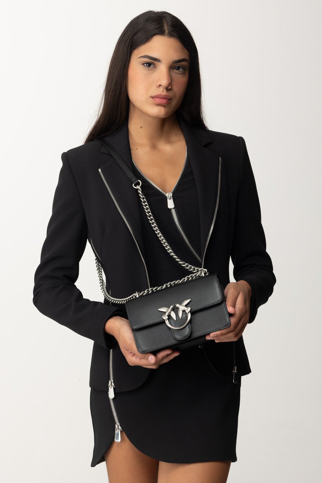 Pinko Love One Mini Bag 100074 NERO-OLD SILVER