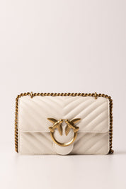 Pinko Love One Mini Bag Trapuntata 100074 BIANCO SETA-ANTIQUE GOLD