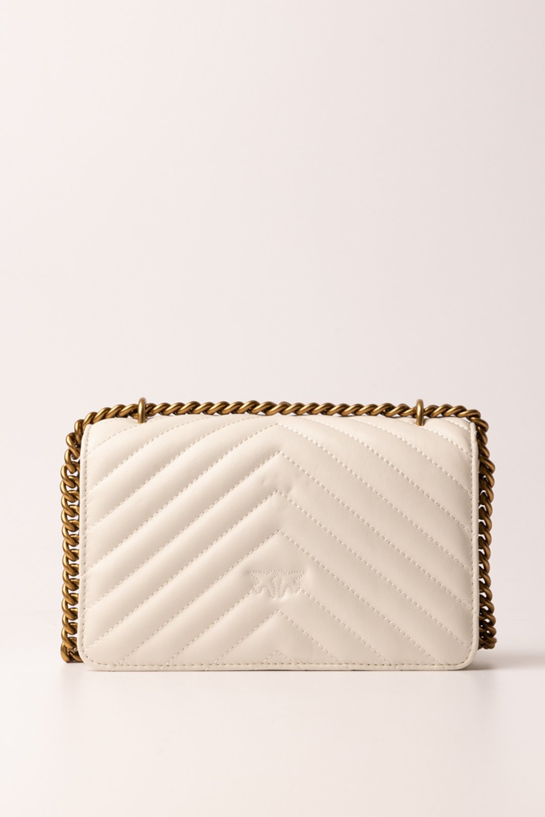 Pinko Love One Mini Bag Trapuntata 100074 BIANCO SETA-ANTIQUE GOLD