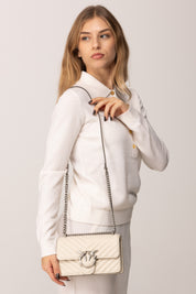 Pinko Love One Mini Bag Trapuntata BIANCO SETA-OLD SILVER