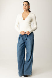 Twin-set Maglia a Coste con Coppe Sagomate 242TP3132 NEVE