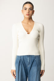 Twin-set Maglia a Coste con Coppe Sagomate 242TP3132 NEVE