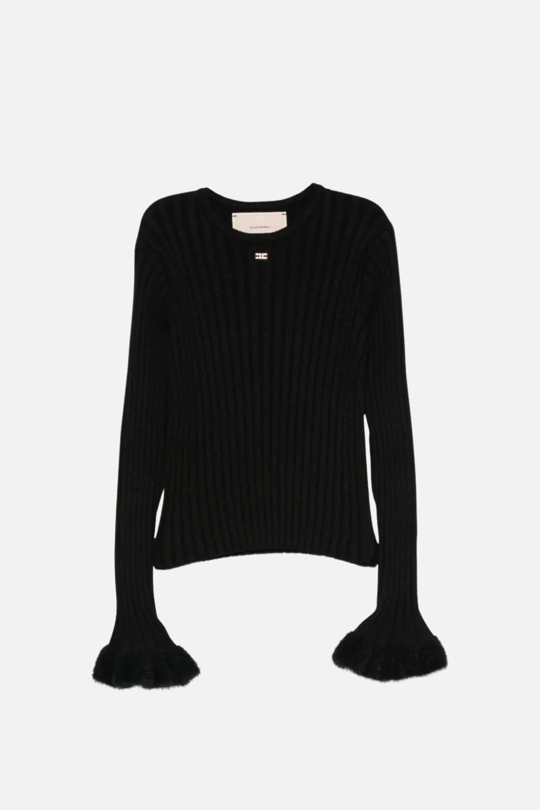Elisabetta Franchi Bambina Maglia a Coste con Polsini Effetto Pelliccia EFMA214CFL040.N000