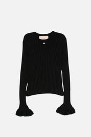 Elisabetta Franchi Bambina Maglia a Coste con Polsini Effetto Pelliccia EFMA214CFL040.N000