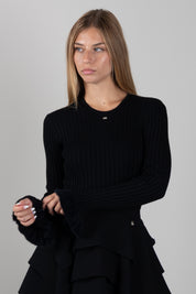 Elisabetta Franchi Bambina Maglia a Coste con Polsini Effetto Pelliccia EFMA214CFL040.N000