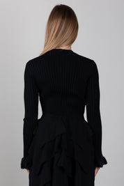 Elisabetta Franchi Bambina Maglia a Coste con Polsini Effetto Pelliccia EFMA214CFL040.N000