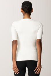 Elisabetta Franchi Maglia a Costine con Maniche Corte MK10B56E2 AVORIO